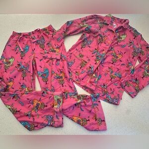 Nick & Nora Sleepwear 2-Piece PJ Set. Girl’s Sz. XL 14/16 Pink & Orange. Birds!